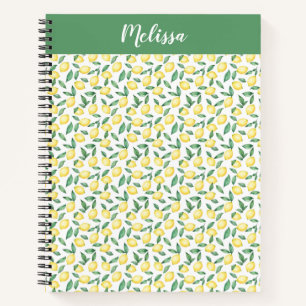 Watercolor Lemon Citrus Custom Name Journal