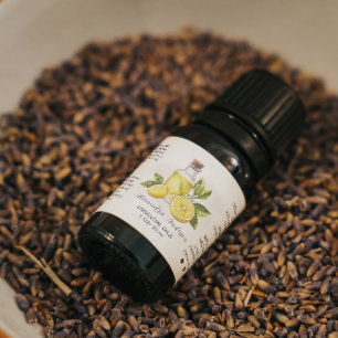 Watercolor Lemon Citrus Essential Oils Bottle Label