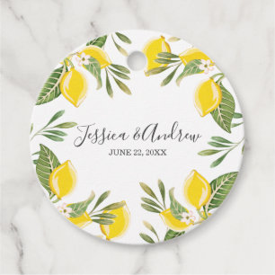 Watercolor Lemon Citrus Floral Rustic Yellow Favour Tags