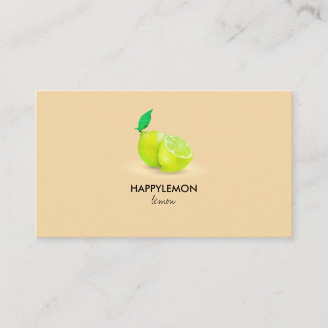 Watercolor Lemon citrus Green Lime Business Card (Front)