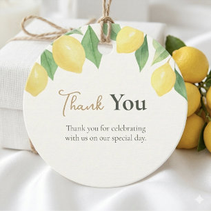 Watercolor Lemon Citrus Green Thank You Wedding Favour Tags