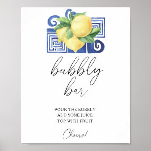 Watercolor lemon citrus modern - bubbly bar poster