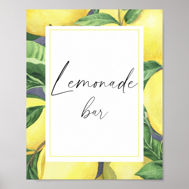 Watercolor lemon citrus modern - lemonade bar poster (Front)