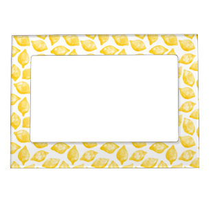 Watercolor Lemon Citrus Pattern Magnetic Frame