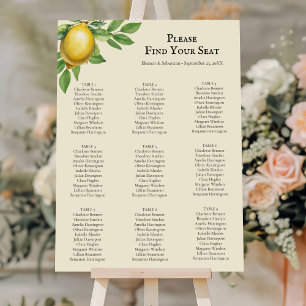 Watercolor Lemon Citrus Rustic Seating Chart