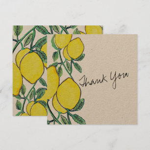 Watercolor Lemon Citrus Script Thank You Card