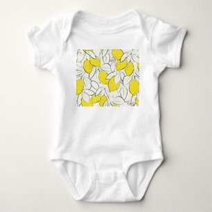 Watercolor Lemon Citrus Seamless Pattern Baby Bodysuit