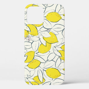 Watercolor Lemon Citrus Seamless Pattern iPhone 12 Case