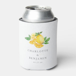 Watercolor Lemon Citrus Summer Wedding Favor Can Cooler