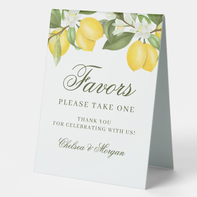 Watercolor Lemon Citrus Wedding Favours (Front)