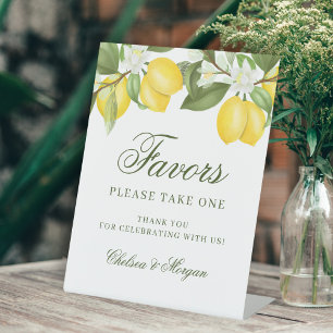 Watercolor Lemon Citrus Wedding Favours Pedestal Sign