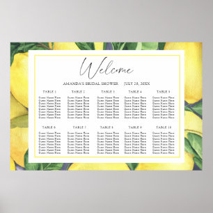 Watercolor Lemon CITRUS wedding seating chart