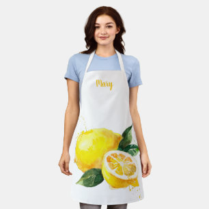 Watercolor Lemon Customisable Apron