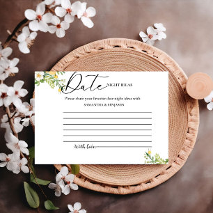 Watercolor Lemon date night ideas  Advice Card