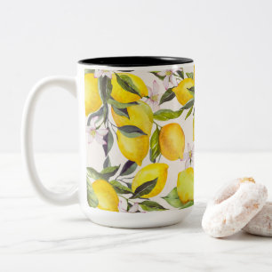 Watercolor Lemon Elegance Two-Tone Coffee Mug