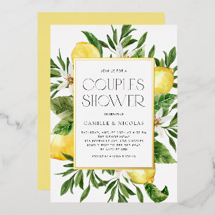 Watercolor Lemon Frame Botanical Couples Shower