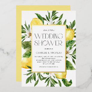 Watercolor Lemon Frame Botanical Wedding Shower