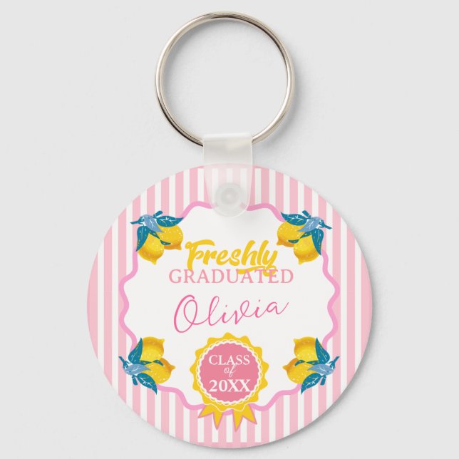 Watercolor Lemon Freshly Graduated Party Class 26  Key Ring (Front)