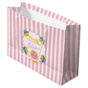 Watercolor Lemon Freshly Graduated Party Class 26  Large Gift Bag