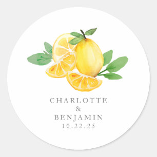 Watercolor Lemon Fruit Personalised Stationery  Classic Round Sticker