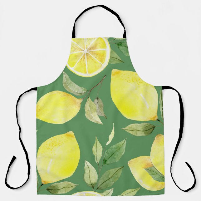 Watercolor lemon, fruit wallpaper pattern. apron (Front)