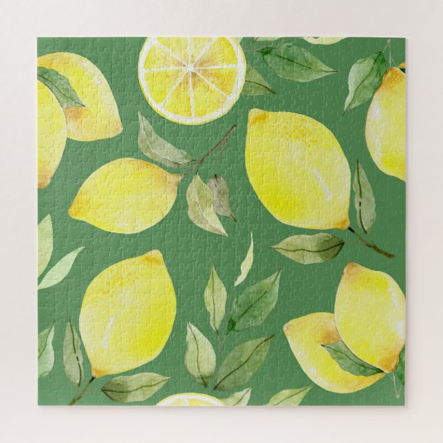 Watercolor lemon, fruit wallpaper pattern. jigsaw puzzle (Vertical)