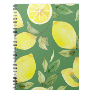 Watercolor lemon, fruit wallpaper pattern. notebook