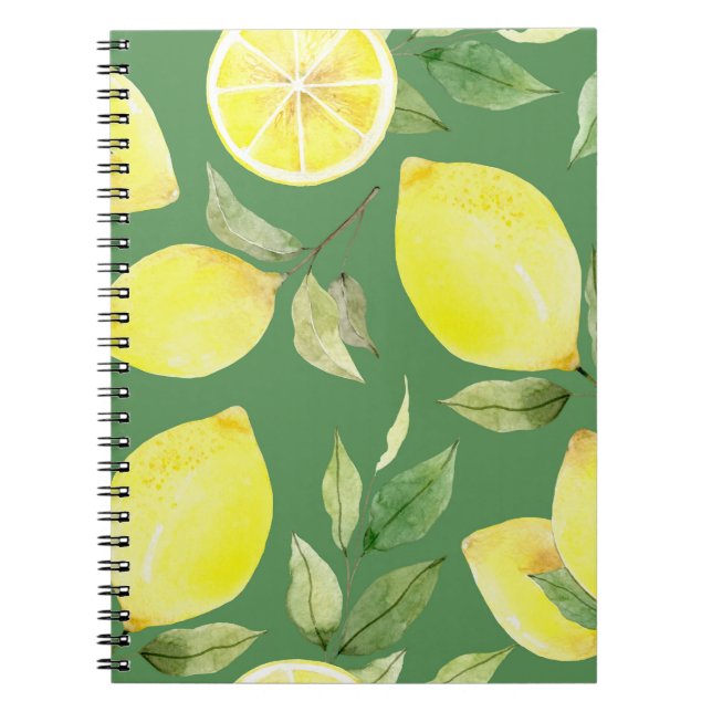 Watercolor lemon, fruit wallpaper pattern. notebook (Front)