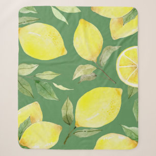 Watercolor lemon, fruit wallpaper pattern. sherpa blanket