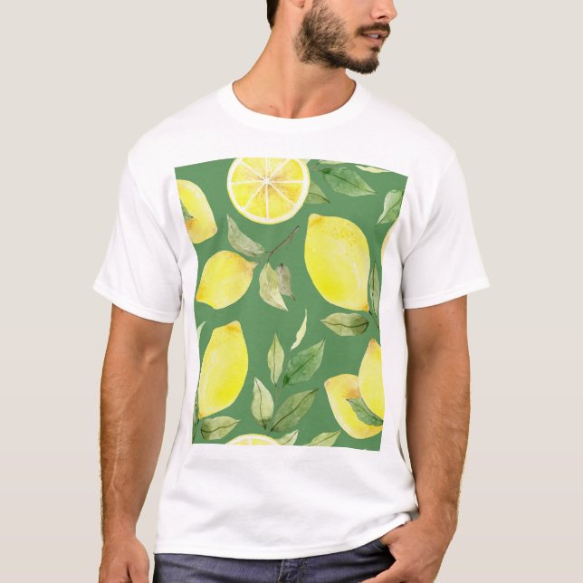Watercolor lemon, fruit wallpaper pattern. T-Shirt (Front)
