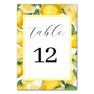 Watercolor Lemon Garden Wedding Table Card