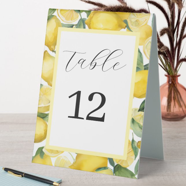 Watercolor Lemon Garden Wedding Table Card (In SItu (Table))