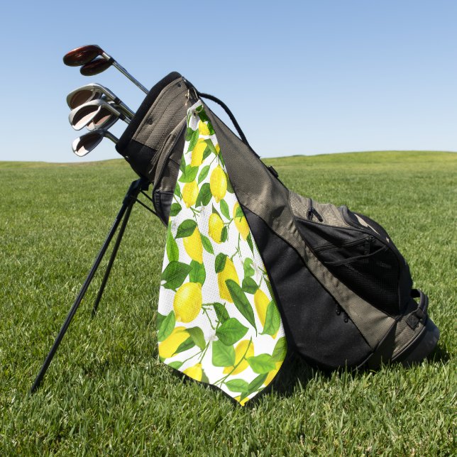 Watercolor Lemon Golf Towel (Green)