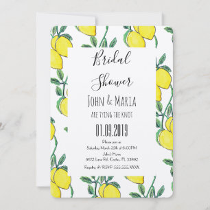 Watercolor Lemon Green Bunch Bridal Shower Kraft Invitation