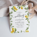 watercolor lemon greenery foliage wedding invitation<br><div class="desc">A beautiful design with lovely hand painted watercolor lemons and green foliage with black text in the middle. The text and green back colour can be edited along with other features of this template.</div>