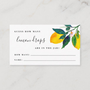 Watercolor Lemon Guess How Many Lemon Drops Enclosure Card