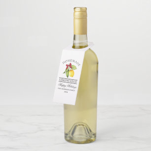 Watercolor Lemon Homemade Limoncello Holiday Bottle Tag