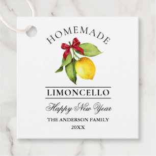 Watercolor Lemon Homemade Limoncello New Year Tag