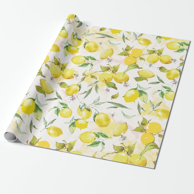Watercolor lemon II Wrapping Paper (Unrolled)