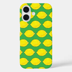 watercolor lemon in green iPhone 16 case