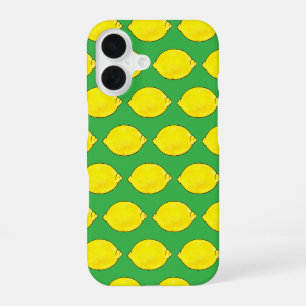 watercolor lemon in green iPhone 16 case