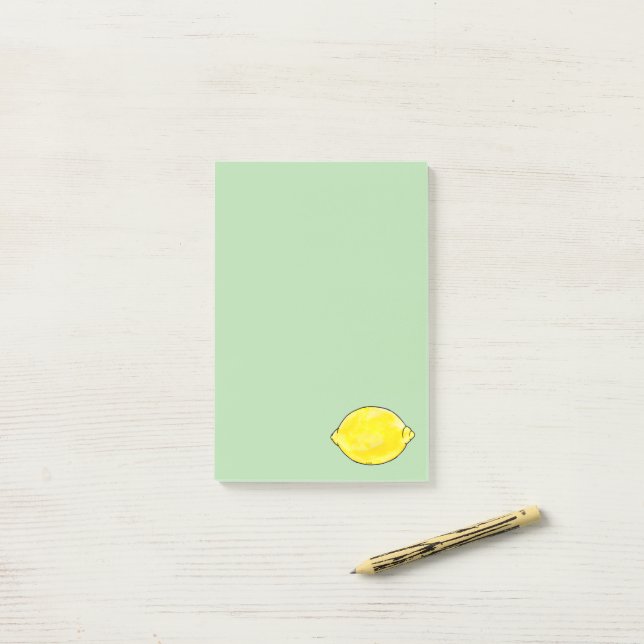 watercolor lemon in green post-it notes (On Desk)