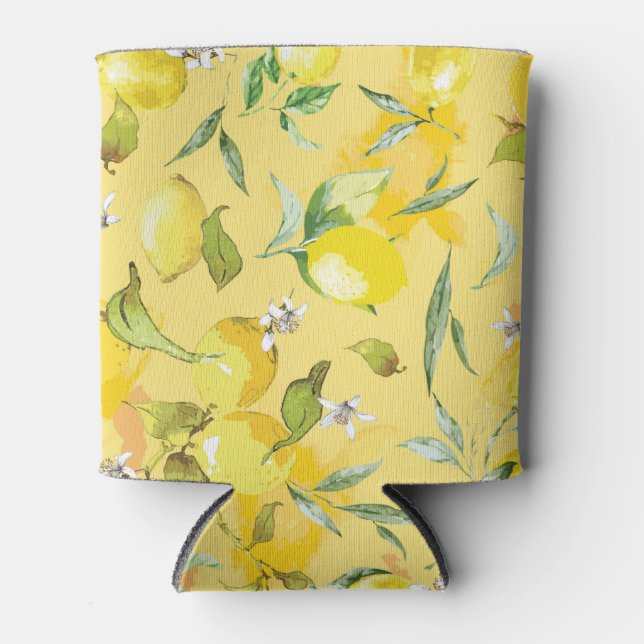 Watercolor lemon IV Can Cooler (Front)