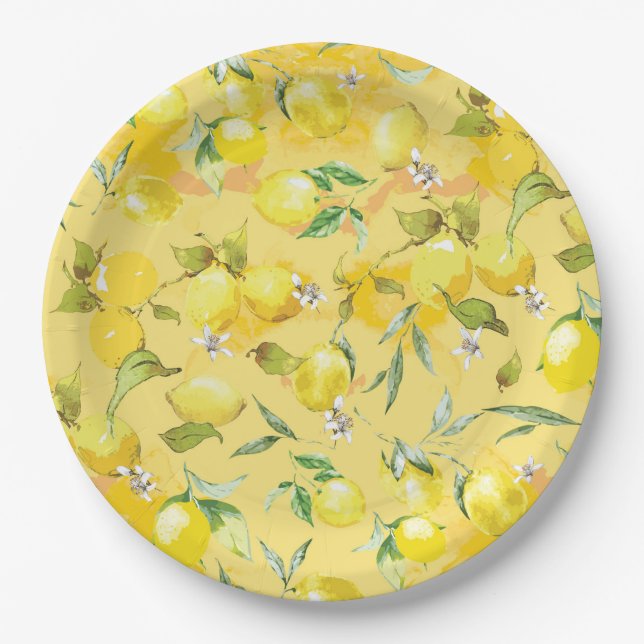 Watercolor lemon IV Paper Plate (Front)