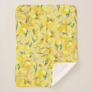 Watercolor lemon IV Sherpa Blanket