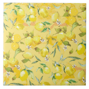 Watercolor lemon IV Tile