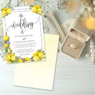 Watercolor Lemon Lavender Boho Wedding Invitation