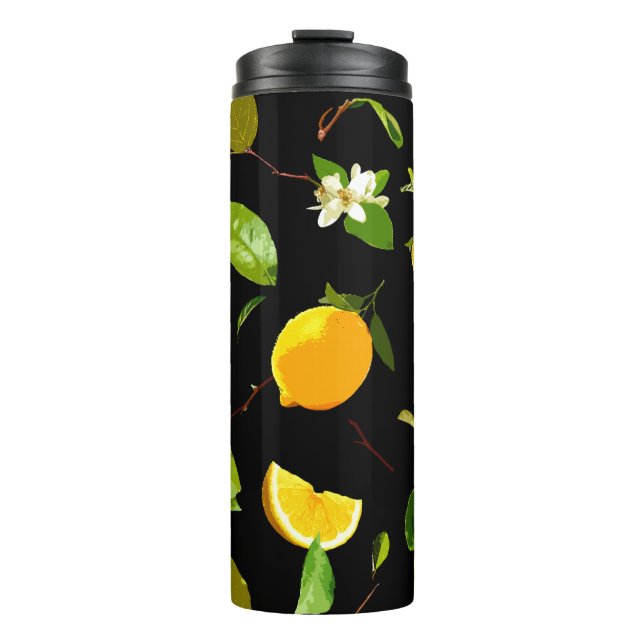 Watercolor Lemon & Leaves 15 Thermal Tumbler (Front)