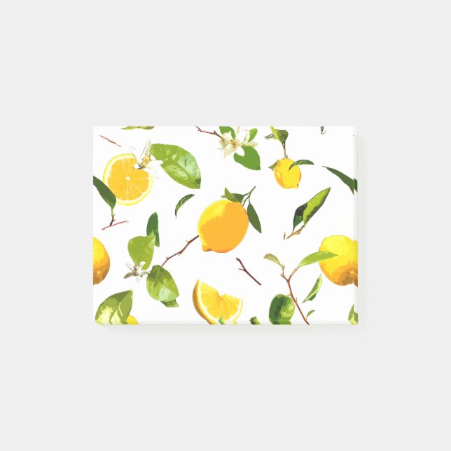 Watercolor Lemon & Leaves 16 Post-it Notes (Front)