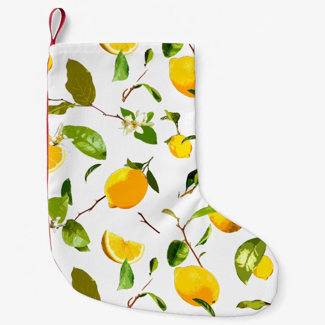 Watercolor Lemon & Leaves 16 Small Christmas Stocking (Front)